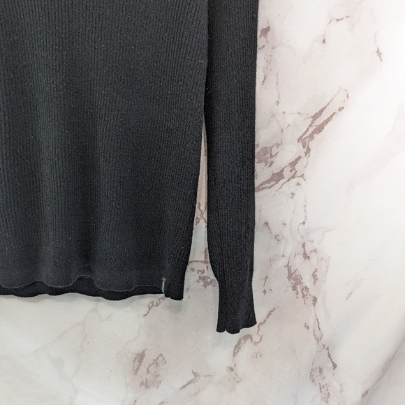 Eddie Bauer Sweater Womens Small Black Mock Turtleneck Merino Wool Travex Ribbed - Picture 4 of 10